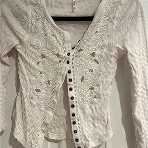 Free people ivory knit long sleeve